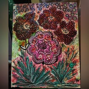 Acrylic paint on canvas board. Original artwork by self taught artist.